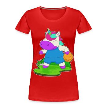 Unicorn Basketball Player Basketball - Women's Premium Organic T-Shirt - red - Front - Mia (176cm)