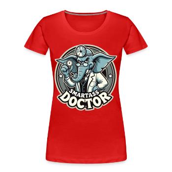Smartass Doctor Elephant Drôle de cadeau - T-shirt bio Premium Femme - rouge - Devant - Mia (176cm)