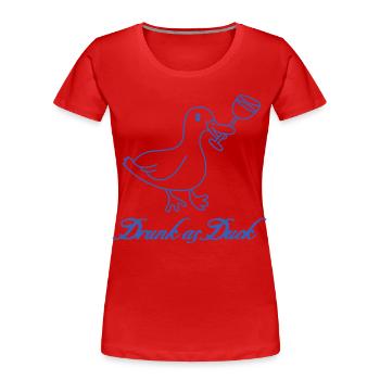 Drunk as Duck - Jeu de mots à boire amusant - T-shirt bio Premium Femme - rouge - Devant - Mia (176cm)