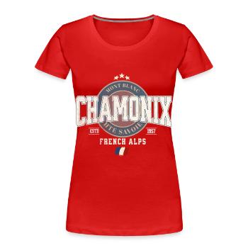 Mont Blanc Chamonix Design with French Flag - Women's Premium Organic T-Shirt - red - Front - Mia (176cm)
