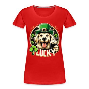 Golden Retriever St Patrick Design - Women's Premium Organic T-Shirt - red - Front - Mia (176cm)