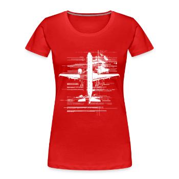 Flugzeug Zeichnung - Frauen Premium Bio T-Shirt - Rot - Vorne - Mia (176cm)