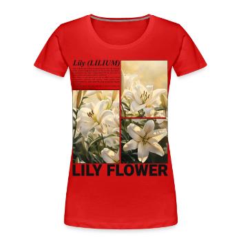 Fleur de lys Fleur de lys Botanique Esthétique Cadeau - T-shirt bio Premium Femme - rouge - Devant - Mia (176cm)
