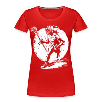 Lacrosse Spielerin Skizze - Frauen Premium Bio T-Shirt - Rot - Vorne - Mia (176cm)