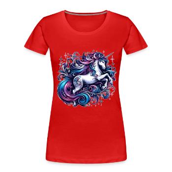 Einhorn Magisches Einhorn - Frauen Premium Bio T-Shirt - Rot - Vorne - Mia (176cm)