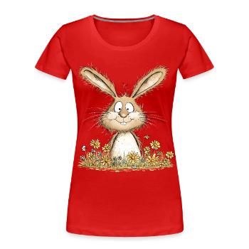 Drolliger Hase I Osterhase Häschen - Frauen Premium Bio T-Shirt - Rot - Vorne - Mia (176cm)