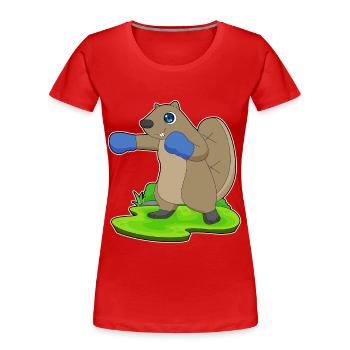 Biber Boxer Boxhandschuhe Boxen - Frauen Premium Bio T-Shirt - Rot - Vorne - Mia (176cm)