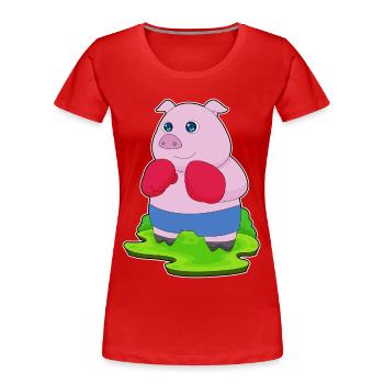 Pig Boxer Gants de boxe Boxe - T-shirt bio Premium Femme - rouge - Devant - Mia (176cm)