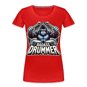 Knallharter Schlagzeuger Gorilla cool Geschenk - Frauen Premium Bio T-Shirt - Rot - Vorne - Mia (176cm)