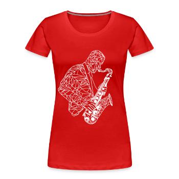 Saxophonist Zeichnung - Frauen Premium Bio T-Shirt - Rot - Vorne - Mia (176cm)