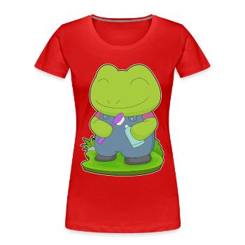 Frosch Zahnbürste - Frauen Premium Bio T-Shirt - Rot - Vorne - Mia (176cm)