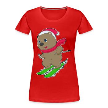 Ski de Noël Bear - T-shirt bio Premium Femme - rouge - Devant - Mia (176cm)