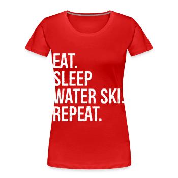 Manger dormir Ski nautique Répéter - T-shirt bio Premium Femme - rouge - Devant - Mia (176cm)