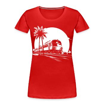 Zug Grafik - Frauen Premium Bio T-Shirt - Rot - Vorne - Mia (176cm)