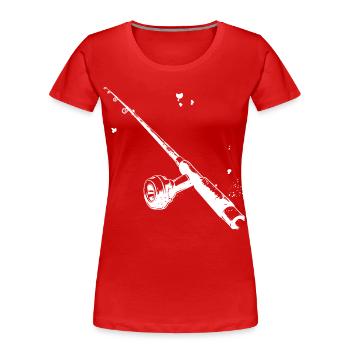 Angelrute Zeichnung - Frauen Premium Bio T-Shirt - Rot - Vorne - Mia (176cm)