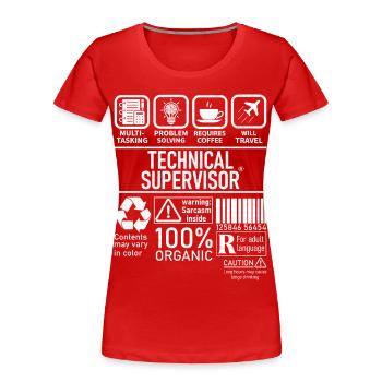 Superviseur technique multitâche résolution de problèmes - T-shirt bio Premium Femme - rouge - Devant - Mia (176cm)