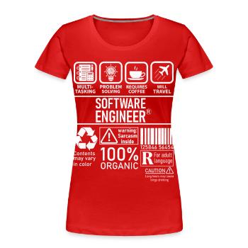 Ingénieur logiciel multitâche résolution de problèmes - T-shirt bio Premium Femme - rouge - Devant - Mia (176cm)