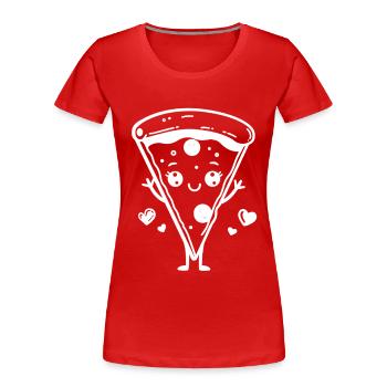 Pizza Comic Stil - Frauen Premium Bio T-Shirt - Rot - Vorne - Mia (176cm)