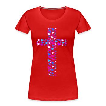 Cross Crosses Jesus Heart Heart - Women's Premium Organic T-Shirt - red - Front - Mia (176cm)