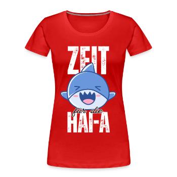 Zeit für die HAI-A – Müder Hai Anime Design - Frauen Premium Bio T-Shirt - Rot - Vorne - Mia (176cm)