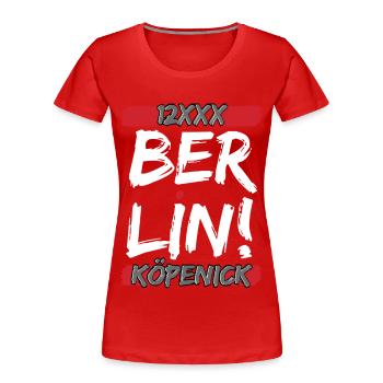 Berlin 12XXX – Stolzes Köpenick Bezirks-Design - Frauen Premium Bio T-Shirt - Rot - Vorne - Mia (176cm)