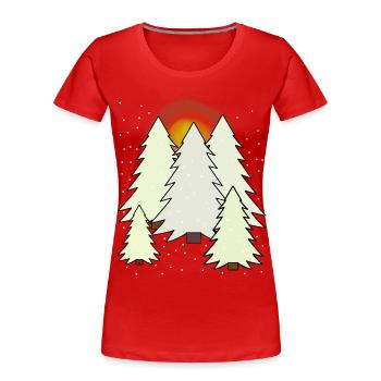 Baum Tannen Winter Wald Natur Schnee Fichten - Frauen Premium Bio T-Shirt - Rot - Vorne - Mia (176cm)