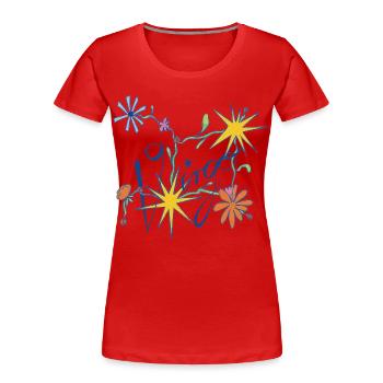 Vierge - Illustration ludique du zodiaque - T-shirt bio Premium Femme - rouge - Devant - Mia (176cm)