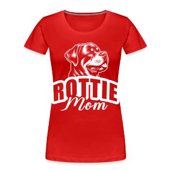 "Rottie Mom" - Frauen Premium Bio T-Shirt - Rot - Vorne - Mia (176cm)