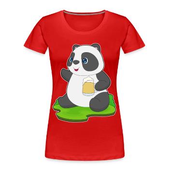 Panda Bier - Frauen Premium Bio T-Shirt - Rot - Vorne - Mia (176cm)