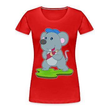 Mouse Bottle of Red Wine - Women's Premium Organic T-Shirt - red - Front - Mia (176cm)