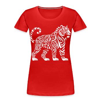 Tigre de Sumatra tribal - T-shirt bio Premium Femme - rouge - Devant - Mia (176cm)