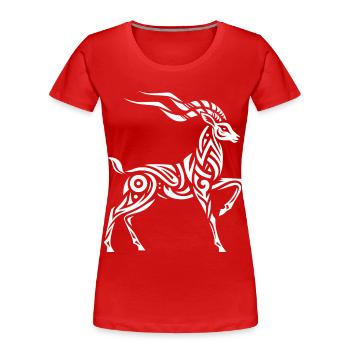 Gazelle de Thomson tribale - T-shirt bio Premium Femme - rouge - Devant - Mia (176cm)
