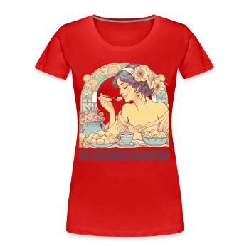 Ohne Pelmeni nix schöne Frau Art Nouveau Geschenk - Frauen Premium Bio T-Shirt - Rot - Vorne - Mia (176cm)