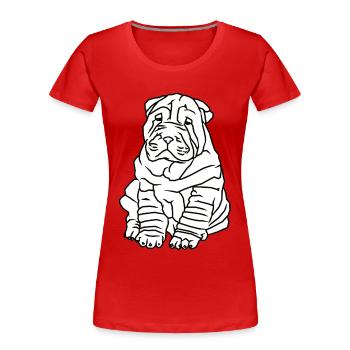 Niedlicher Mops Hund - Frauen Premium Bio T-Shirt - Rot - Vorne - Mia (176cm)