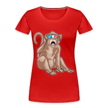 Affe Brille - Frauen Premium Bio T-Shirt - Rot - Vorne - Mia (176cm)