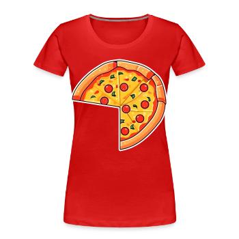 Pizza Cartoon Look - Women's Premium Organic T-Shirt - red - Front - Mia (176cm)