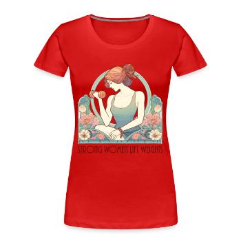 Fitness starke Frauen heben Gewichte Gym Geschenk - Frauen Premium Bio T-Shirt - Rot - Vorne - Mia (176cm)