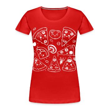 Style de dessin animé de pizza - T-shirt bio Premium Femme - rouge - Devant - Mia (176cm)