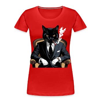 Mafia Cat - Women's Premium Organic T-Shirt - red - Front - Mia (176cm)