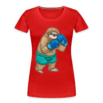 Faultier Boxer Boxhandschuhe Boxen - Frauen Premium Bio T-Shirt - Rot - Vorne - Mia (176cm)