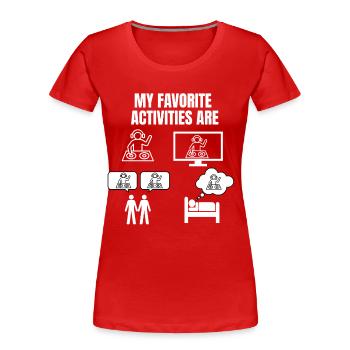 DJ - MEINE LIEBLINGSBESCHÄFTIGUNGEN - Frauen Premium Bio T-Shirt - Rot - Vorne - Mia (176cm)