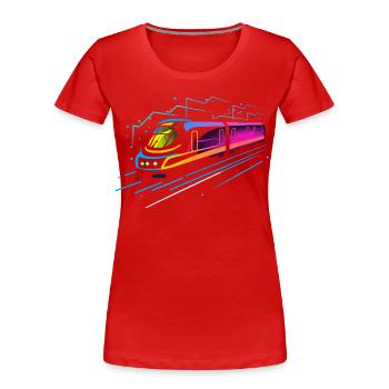 Train Cartoon Look - Women's Premium Organic T-Shirt - red - Front - Mia (176cm)