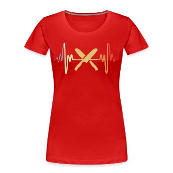 Kochmesser Herzklopfen - Frauen Premium Bio T-Shirt - Rot - Vorne - Mia (176cm)