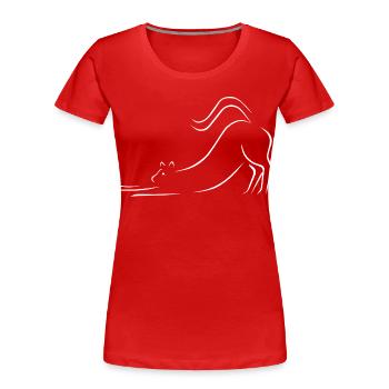 Dessin au trait de chat - T-shirt bio Premium Femme - rouge - Devant - Mia (176cm)