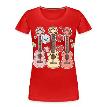 Ukulele Cartoon-Stil - Frauen Premium Bio T-Shirt - Rot - Vorne - Mia (176cm)