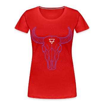 Earth Symbol Bull Skull | Mystic Minimal Art - Women's Premium Organic T-Shirt - red - Front - Mia (176cm)