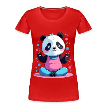 Pastell Panda Spaßlook - Frauen Premium Bio T-Shirt - Rot - Vorne - Mia (176cm)