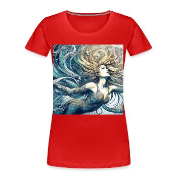 Meerjungfrau Nixe blond Art Nouveau Geschenk - Frauen Premium Bio T-Shirt - Rot - Vorne - Mia (176cm)