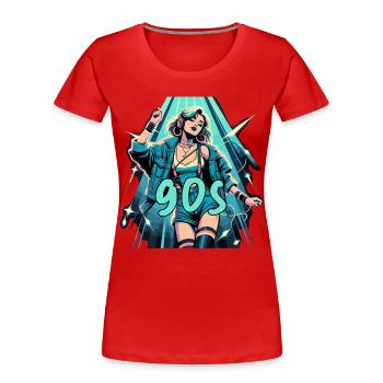 Frau tanzt Tanzen 90er Retro Disco Disko Geschenk - Frauen Premium Bio T-Shirt - Rot - Vorne - Mia (176cm)