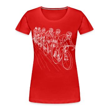 Radfahrer Line Art - Frauen Premium Bio T-Shirt - Rot - Vorne - Mia (176cm)